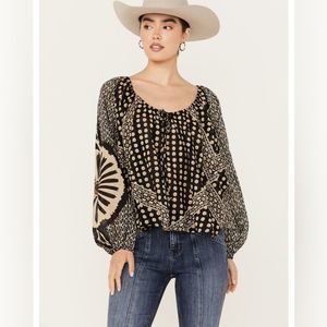 NWOT Free People Elena Printed Top
